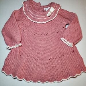 Shabby Chic Baby Girl Knit Dress Sz 12 Pink